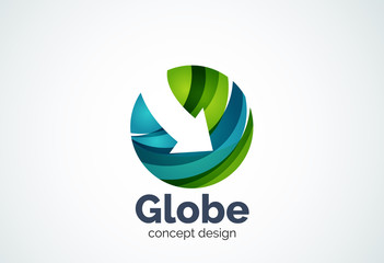 Globe with arrow logo template