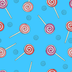 Colorful lollipops seamless pattern. Vector sweets background. 
