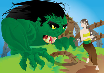 Monster chase a girl