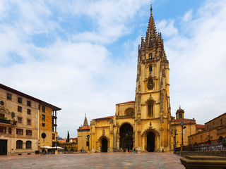 Fototapeta na wymiar Oviedo Cathedral in day time. Asturias