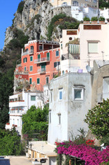 Fototapeta na wymiar Capri island in beautiful summer day in Mediterranean Sea Coast, Naples, Italy.