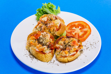 Pizza with bread for lunch