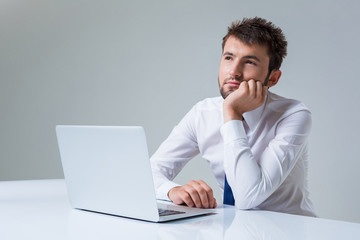 emotional man and laptop