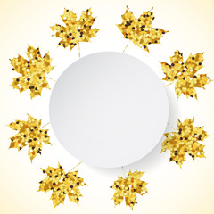 Happy Thanksgiving Day background with golden maple leaves