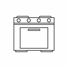 Kitchen stove icon in outline style isolated on white background