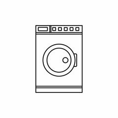 Washing machine icon in outline style isolated on white background