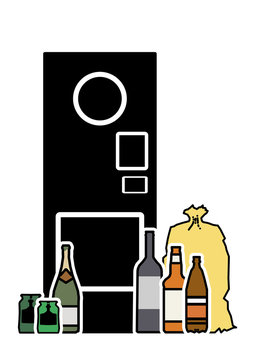 gz11 GrafikZeichnung - Leergutautomat - Gurkenglas Champagnerflasche Weinflasche Whiskyflasche Saftflasche M&uuml;llsack - kma2 KeinenMuellAbstellen - DIN A2 A3 A4 Plakat - g4621