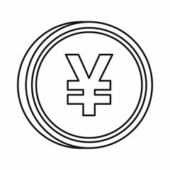 Obraz premium Japanese yen currency symbol icon in outline style isolated on white background