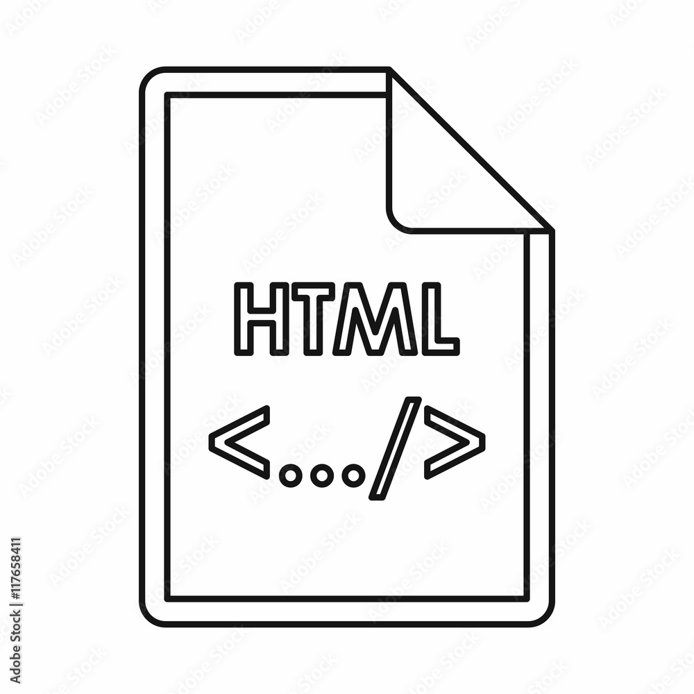Poster html file extension icon in outline style isolated on white background