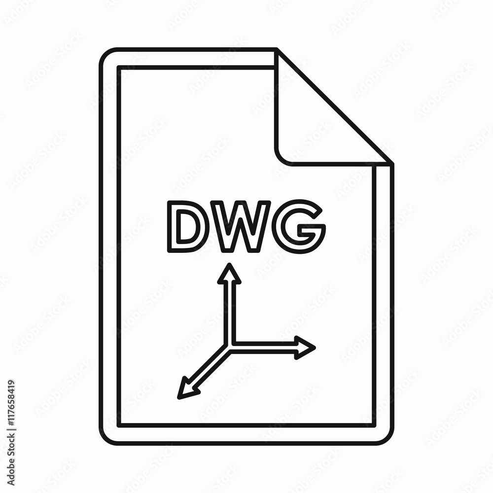 Poster dwg file extension icon in outline style isolated on white background