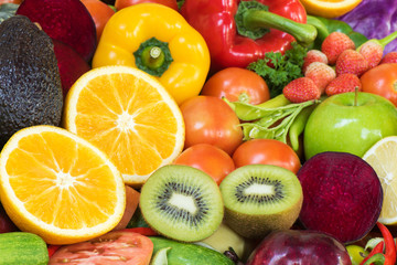 Naklejka na ściany i meble Fresh Fruits and vegetables for healthy