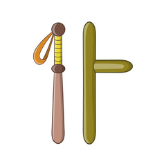 Rubber batons icon in cartoon style on a white background