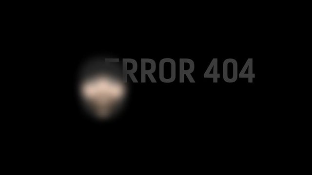 Stylized Error 404 - Page not found! with man in hood and polite text on black background, 4k UHD video