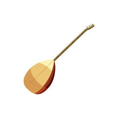 Saz traditional turkish music instrument icon in cartoon style on a white background