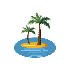 Island with palm trees icon in cartoon style on a white background