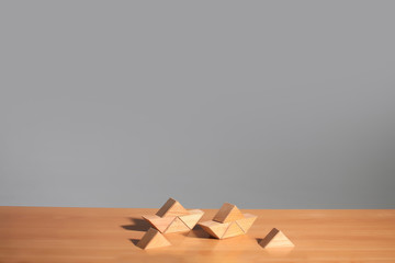 Two boats from wooden blocks