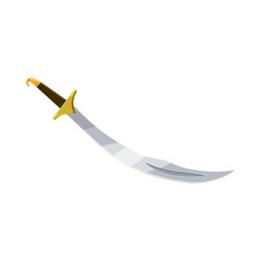 Turkish scimitar icon in cartoon style on a white background