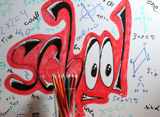 graffiti school word and pencils