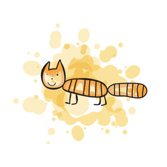 Child`s drawn colorful cat