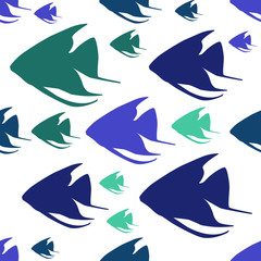 Vector Seamless pattern with fish silhouettes