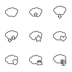 Vector line cloud icon set