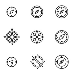 Vector line compass icon set