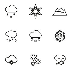 Fototapeta premium Vector line snow icon set