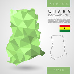 Ghana : Low Poly Map : Vector Illustration