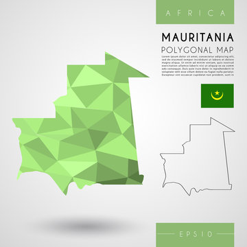 Mauritania : Low Poly Map : Vector Illustration