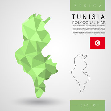 Tunisia : Low Poly Map : Vector Illustration