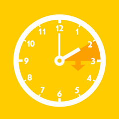 Summer time - Standard time after advancing for daylight saving time. Dial with arrow symbolizing shift of hours. Simple colorful flat design vector illustration 