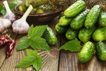 Fresh and pickled cucumbers