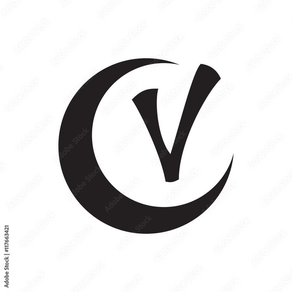 Poster checkmark and crescent icon in simple style isolated on white background. click and choice symbol