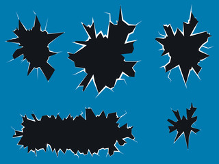Simple hole in broken wall vector set