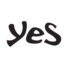 Word yes icon in simple style isolated on white background. Click and choice symbol