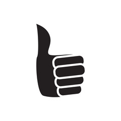 Hand with thumb up icon in simple style isolated on white background. Click and choice symbol