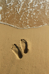 Footprints on the beach