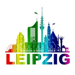 Obraz premium Leipzig Skyline Schattenriss Denkmäler Kultur Sehenwürdigkeiten
