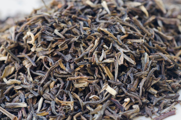 Fototapeta na wymiar dried green tea leaves