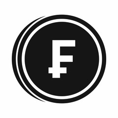 Franc coins icon in simple style isolated on white background. Monetary currency symbol