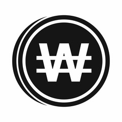 Coins won icon in simple style isolated on white background. Monetary currency symbol