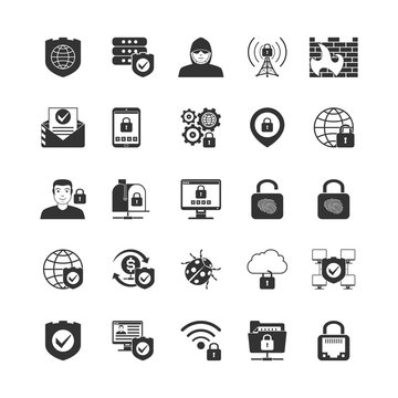 Internet Security Black Icons Set