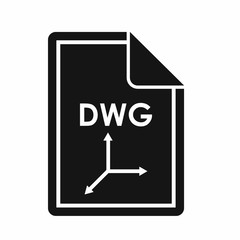 File DWG icon in simple style isolated on white background. Document type symbol