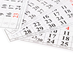 Closeup of dates on calendar page