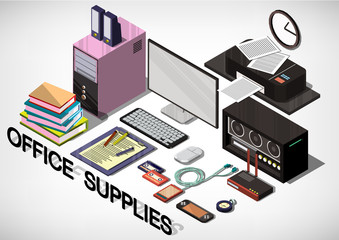 illustration of info graphic interior office concept in isometric graphic