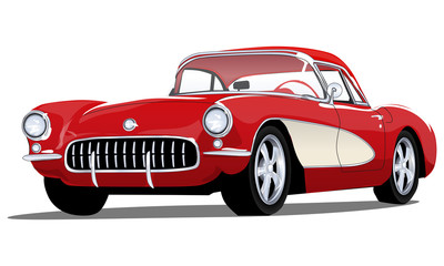 Vector Vintage Classic Car with one layer background color for easy change