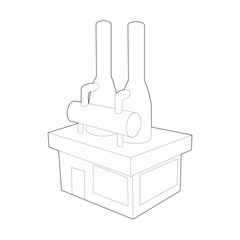 Chemical plant with pipes icon in outline style isolated on white background. Manufacture symbol