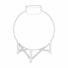 Round container for liquids icon in outline style isolated on white background. Chemistry symbol