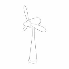 Wind turbine icon in outline style isolated on white background. Energy symbol