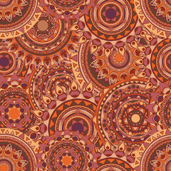 round mandala seamless vector pattern coffee colored